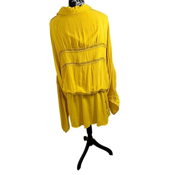 Cottagecore tiered skirt boho peasant maxi dress yellow size M - Picture 5 of 9